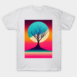 Vibrant Colored Whimsical Minimalist Lonely Tree - Abstract Minimalist Bright Colorful Nature Poster Art of a Leafless Branches T-Shirt